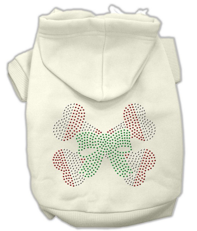 Candy Cane Crossbones Rhinestone Hoodie Cream L